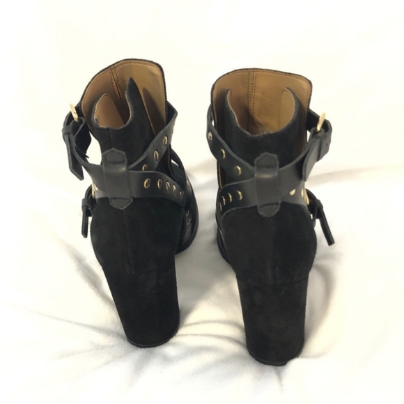 Topshop Suede Moto Strappy Buckle Booties - Picture 3 of 9